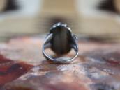 Vintage Zuni Carved Turquoise In Leaf Bezel Ring  c.1960～
