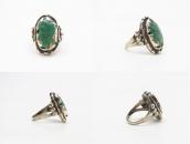 Vintage Zuni Carved Turquoise In Leaf Bezel Ring  c.1960～