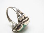 Vintage Zuni Carved Turquoise In Leaf Bezel Ring  c.1960～
