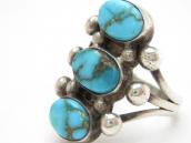 Vtg Navajo Three Gem Quality Turquoise Row Ring  c.1940～