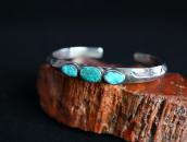 Atq Navajo Stamped Triangle Wire Cuff w/3 Turquoise c.1915～