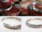 Atq Navajo Stamped Triangle Wire Cuff w/3 Turquoise c.1915～