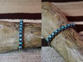 Vtg Zuni Carved Turquoise Row Narrow Cuff Bracelet  c.1950