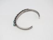 Vtg Zuni Carved Turquoise Row Narrow Cuff Bracelet  c.1950