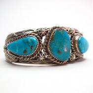 OLDPAWN Heavy Cuff Bracelet w/Kingman TQ  c.1970～