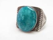 Atq Navajo SplitShank Silver Ring w/Fox Turquoise c.1940～