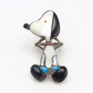 Vintage Zuni Multi-Stone Inlay Big『Snoopy』Silver Ring c.1970