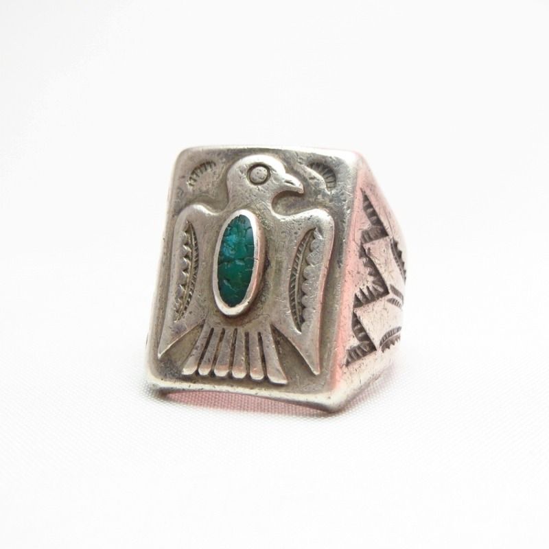 Vintage 【Bell】 Thunderbird Patched Silver Ring w/TQ  c.1945～