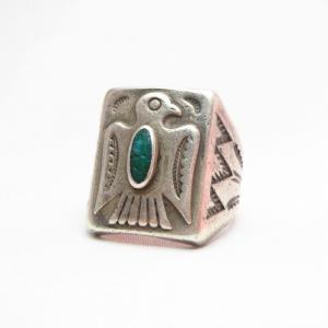 Vintage 【Bell】 Thunderbird Patched Silver Ring w/TQ  c.1945～