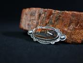 【Luke Billy Yazzie】Stamped Silver Pin w/PetrifiedWood c.1950