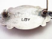 【Luke Billy Yazzie】Stamped Silver Pin w/PetrifiedWood c.1950