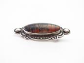 【Luke Billy Yazzie】Stamped Silver Pin w/PetrifiedWood c.1950