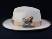 Vtg Navajo Filed & Stamped Slv Pin w/PetrifiedWood  in 1949