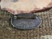 Vtg Navajo Filed & Stamped Slv Pin w/PetrifiedWood  in 1949