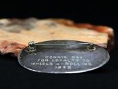 Vtg Navajo Filed & Stamped Slv Pin w/PetrifiedWood  in 1949