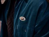 Vtg Navajo Filed & Stamped Slv Pin w/PetrifiedWood  in 1949