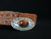Vtg Navajo Filed & Stamped Slv Pin w/PetrifiedWood  in 1949