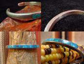 Vintage Zuni TQ Inlay Silver Cuff Bracelet c.1950～