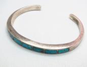 Vintage Zuni TQ Inlay Silver Cuff Bracelet c.1950～