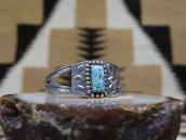 Vtg Navajo Repoused & Stamped Cuff w/Gem Turquoise  c.1945～