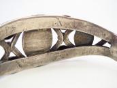 【U.S.NAVAJO 2】Stamped Ingot Slv Cuff w/Gem Turquoise c.1938～