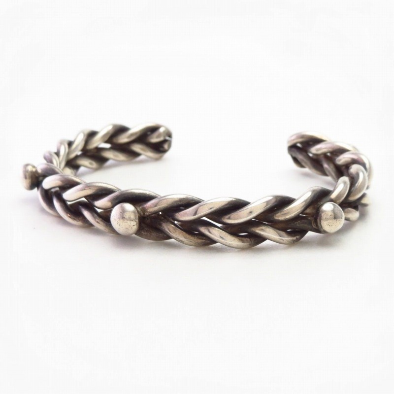 Atq Navajo Double Twisted Wire Cuff w/Silver Drops  c.1940～