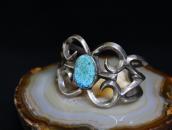 Vtg Navajo Casted Slv Cuff w/Nevada Blue Turquoise c.1940～
