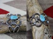 Vtg Navajo Casted Slv Cuff w/Nevada Blue Turquoise c.1940～