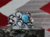 Vtg Navajo Casted Slv Cuff w/Nevada Blue Turquoise c.1940～