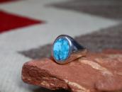 Vintage Navajo Turquoise Inlay Cast Silver Seal Ring c.1965～