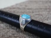 Vintage Navajo Turquoise Inlay Cast Silver Seal Ring c.1965～