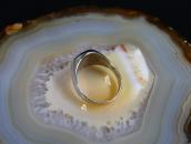 Vintage Navajo Turquoise Inlay Cast Silver Seal Ring c.1965～