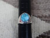 Vintage Navajo Turquoise Inlay Cast Silver Seal Ring c.1965～