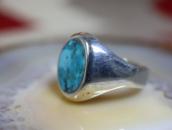 Vintage Navajo Turquoise Inlay Cast Silver Seal Ring c.1965～