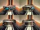 Vintage Cuff with Five Bisbee Turquoise  c.1950