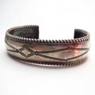 Antique Twistedwire & Stamped Silver Cuff  c.1930～