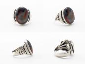 Antique Navajo SplitShank Worn Ring w/PetrifiedWood c.1945～