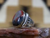 Antique Navajo SplitShank Worn Ring w/PetrifiedWood c.1945～