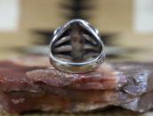 Antique Navajo SplitShank Worn Ring w/PetrifiedWood c.1945～