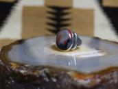 Antique Navajo SplitShank Worn Ring w/PetrifiedWood c.1945～