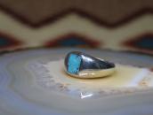 Vtg Navajo Sq. Turquoise Inlay Casted Slv Dome Ring c.1965～
