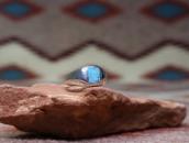 Vtg Navajo Sq. Turquoise Inlay Casted Slv Dome Ring c.1965～