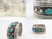 【Frank Patania】7 Persian Turquoise Row Cuff Bracelet  c.1950