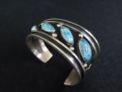 Vtg Navajo High Grade #8 Turquoise Row Cuff Bracelet c.1960～