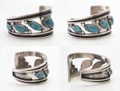 Vtg Navajo High Grade #8 Turquoise Row Cuff Bracelet c.1960～