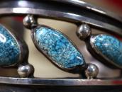 Vtg Navajo High Grade #8 Turquoise Row Cuff Bracelet c.1960～