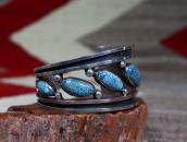 Vtg Navajo High Grade #8 Turquoise Row Cuff Bracelet c.1960～