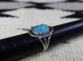 Vintage Navajo Gem Quality Turquoise Ring in Silver  c.1960