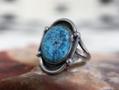 Vintage Navajo Gem Quality Turquoise Ring in Silver  c.1960