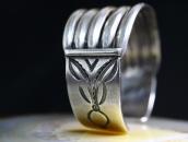 【UITA22】Vtg Navajo Stamped Split Band Cuff in Silver c.1945～